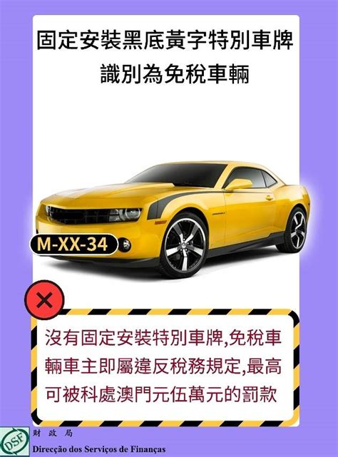 黃底黑字|澳門車輛號牌